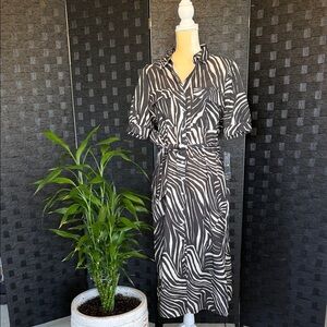 Zebra Print Wrap Dress NWT. Size 12